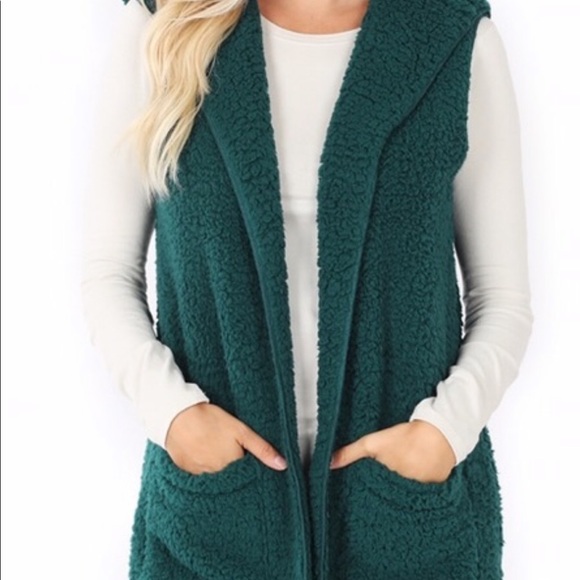 LAST 1️⃣! Soft Sherpa Hood Pocket Faux Fur Vest - Picture 4 of 6